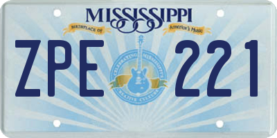 MS license plate ZPE221