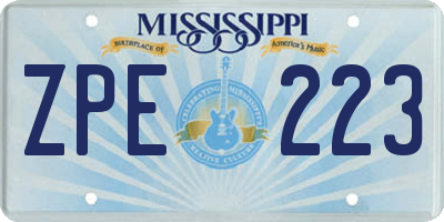 MS license plate ZPE223