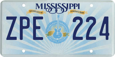 MS license plate ZPE224