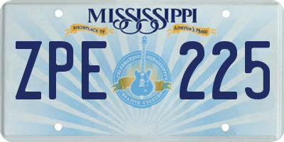 MS license plate ZPE225