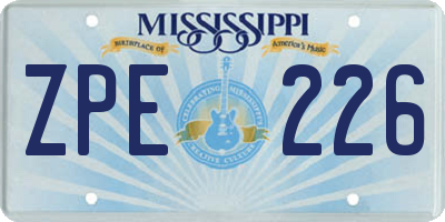 MS license plate ZPE226