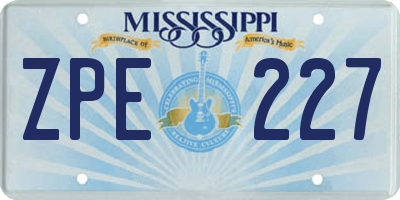 MS license plate ZPE227