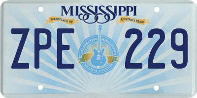 MS license plate ZPE229