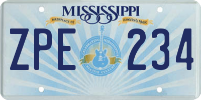 MS license plate ZPE234