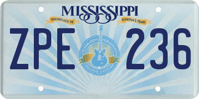 MS license plate ZPE236