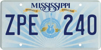 MS license plate ZPE240
