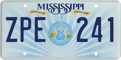 MS license plate ZPE241