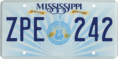 MS license plate ZPE242