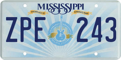 MS license plate ZPE243