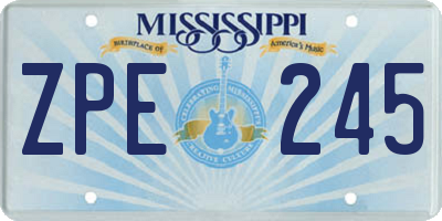 MS license plate ZPE245