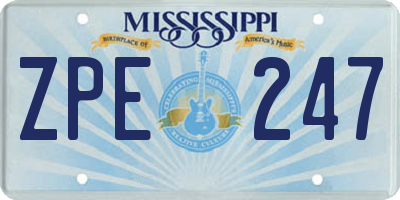MS license plate ZPE247
