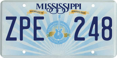MS license plate ZPE248