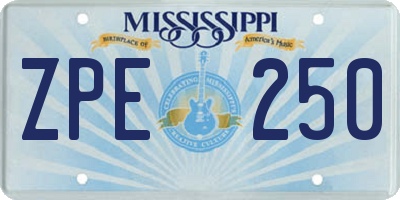 MS license plate ZPE250