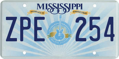 MS license plate ZPE254