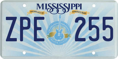 MS license plate ZPE255