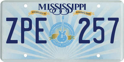 MS license plate ZPE257