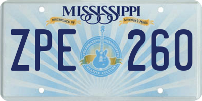 MS license plate ZPE260
