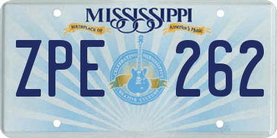 MS license plate ZPE262