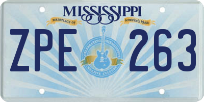 MS license plate ZPE263