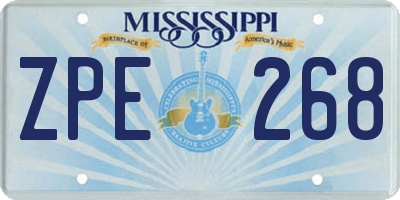 MS license plate ZPE268