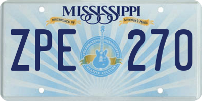 MS license plate ZPE270