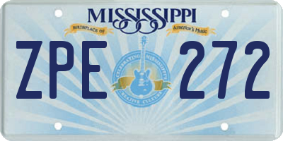 MS license plate ZPE272