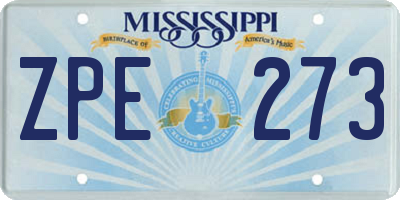 MS license plate ZPE273