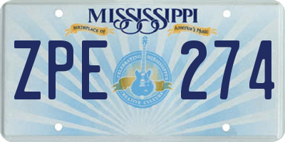 MS license plate ZPE274