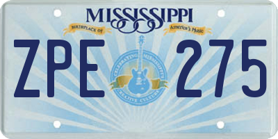 MS license plate ZPE275