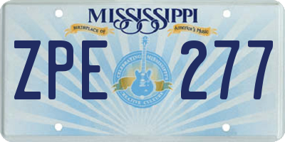 MS license plate ZPE277