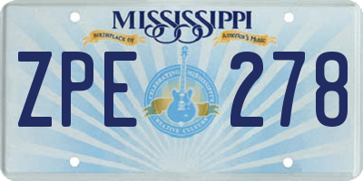 MS license plate ZPE278