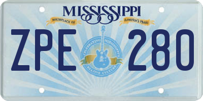 MS license plate ZPE280