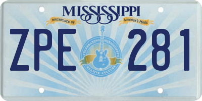 MS license plate ZPE281