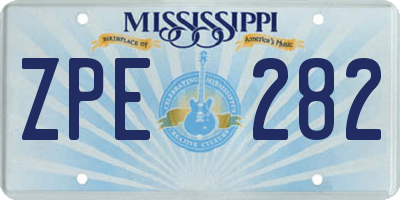 MS license plate ZPE282