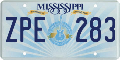 MS license plate ZPE283