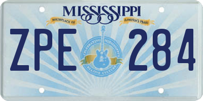 MS license plate ZPE284