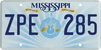 MS license plate ZPE285