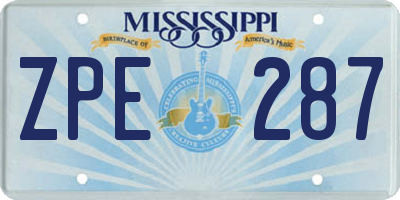 MS license plate ZPE287