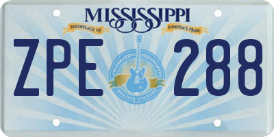 MS license plate ZPE288