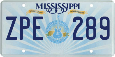 MS license plate ZPE289