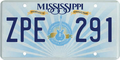 MS license plate ZPE291