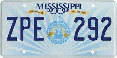 MS license plate ZPE292