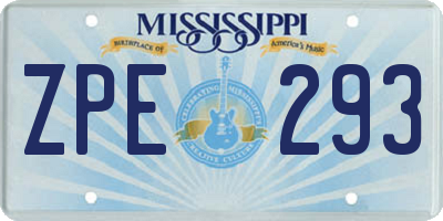 MS license plate ZPE293