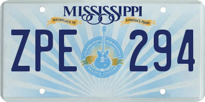 MS license plate ZPE294