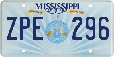 MS license plate ZPE296