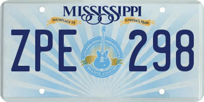 MS license plate ZPE298