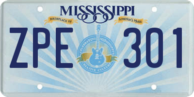 MS license plate ZPE301