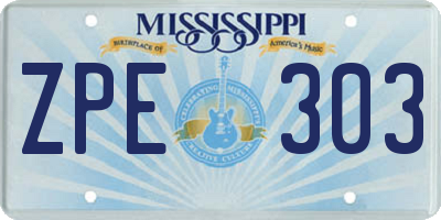 MS license plate ZPE303