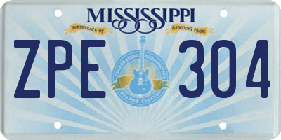 MS license plate ZPE304
