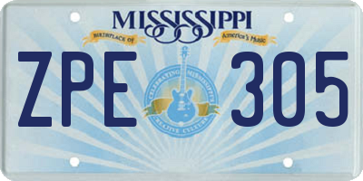 MS license plate ZPE305